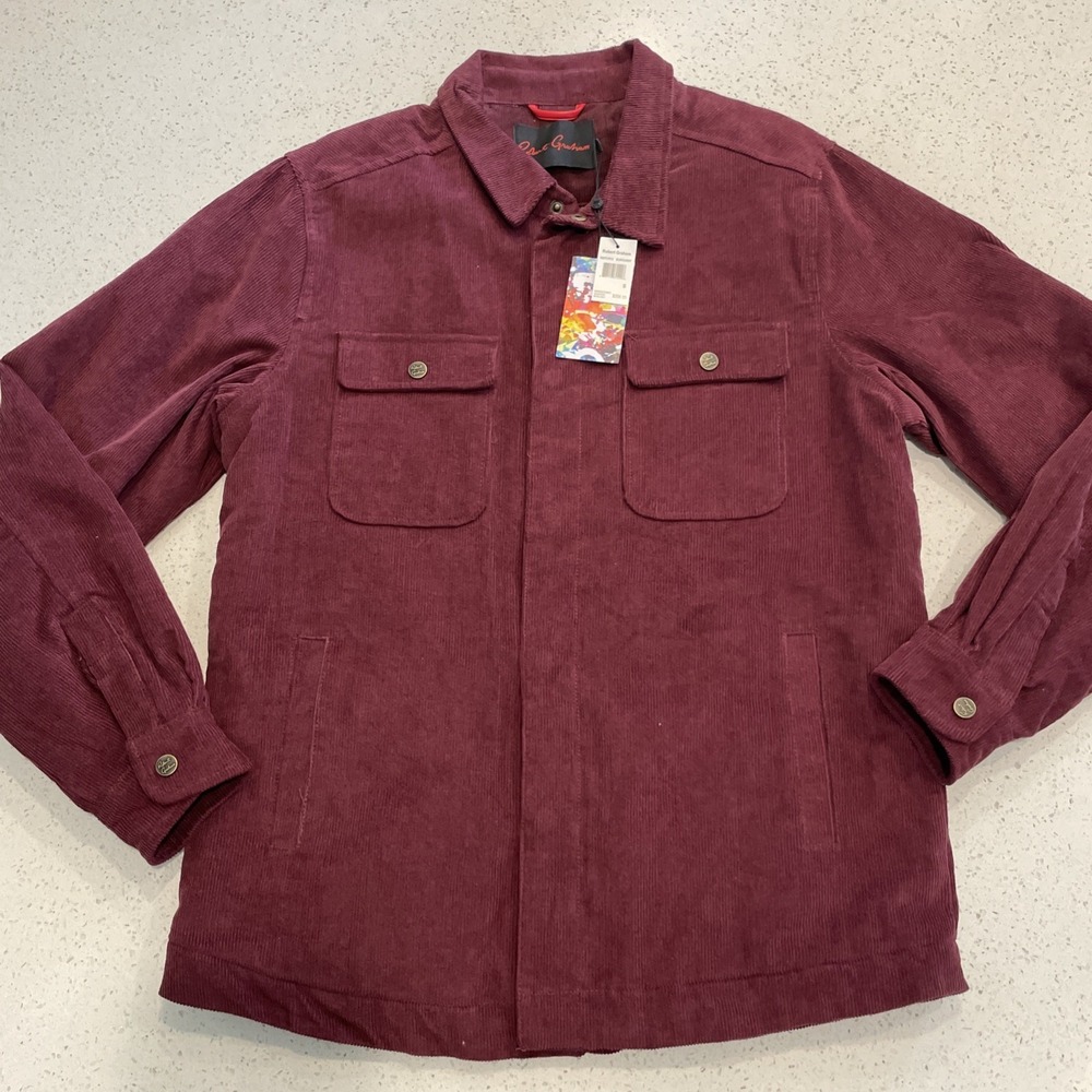 NWT Robert Graham $298 Quilted Corduroy Coat Jacket Men‎ Small Maroon